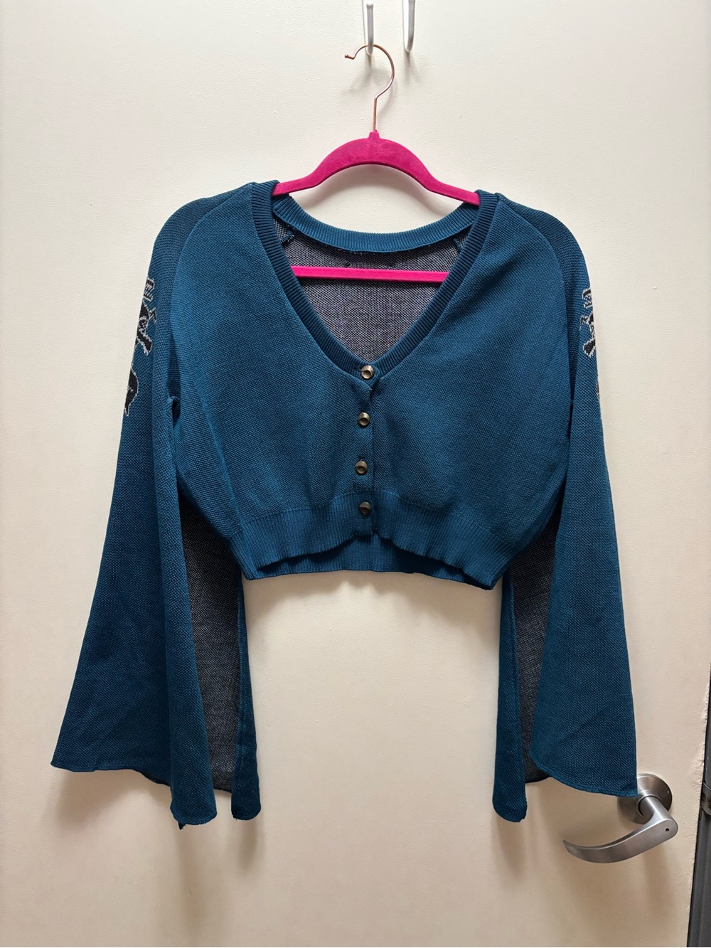 Elhoffer Design Teal Knit Top with Brass Logo